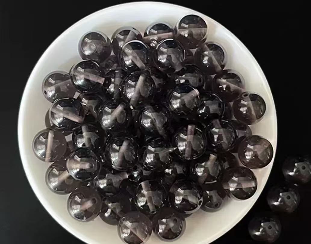 Natural Smoky Quartz Round Beads 8mm | Black Crystal Loose Beads for Jewelry Making